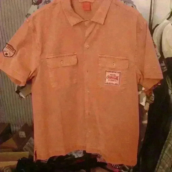 Lucky Brand/Coca Cola short sleeve button down shirt mens U2(small/medium) - Picture 1 of 5